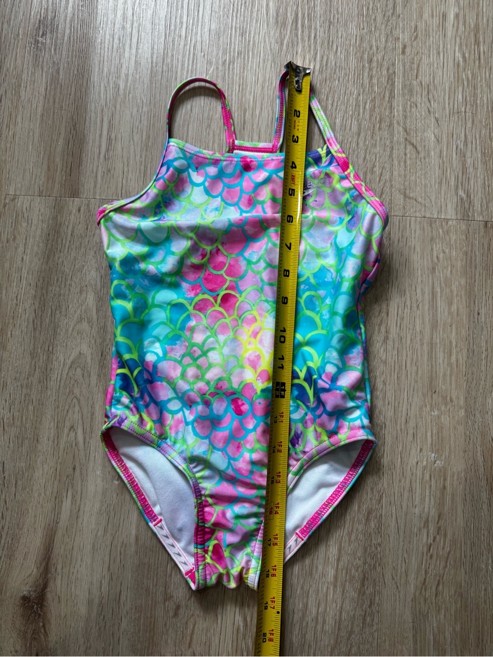 Speedo Girls XS One Piece Swimsuit Multicolor Mermaid Scale Pink Blue Green